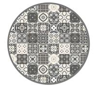 Panorama Tapis Vinyle - Modèle Carreaux Ciments Gris 3 Rond 150x150 cm - Différentes Tailles - Deco Maison, Cuisine, Chambre et Exterieur