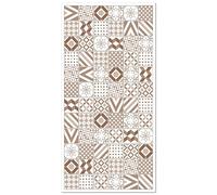 Panorama Tapis Vinyle - Modèle Carreaux Ciments Love Brun 80x150 cm - Différentes Tailles - Deco Maison, Cuisine, Chambre et Exterieur
