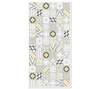 Panorama Tapis Vinyle - Modèle Carreaux Ciments Love Jaune 60x200 cm - Différentes Tailles - Deco Maison, Cuisine, Chambre et Exterieur
