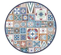 Panorama Tapis Vinyle - Modèle Carreaux Ciments Marron 2 Rond 150x150 cm - Différentes Tailles - Deco Maison, Cuisine, Chambre et Exterieur