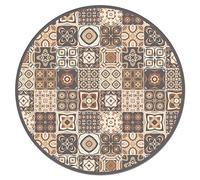 Panorama Tapis Vinyle - Modèle Carreaux Ciments Marron 3 Rond 150x150 cm - Différentes Tailles - Deco Maison, Cuisine, Chambre et Exterieur