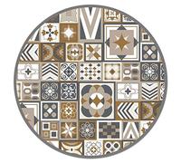 Panorama Tapis Vinyle - Modèle Carreaux Ciments Orange 2 Rond 190x190 cm - Différentes Tailles - Deco Maison, Cuisine, Chambre et Exterieur