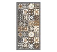 Tapis Vinyle Panorama Carreaux Ciments Orange 60x250 cm - Tapis pour Cuisine, Bureau et Salon en PVC