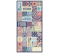 Panorama Tapis Vinyle - Modèle Cuisine Collage Mots Carrelage Multicolore 60x110 cm - Différentes Tailles - Deco Maison, Cuisine, Chambre et Exterieur
