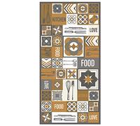 Panorama Tapis Vinyle - Modèle Cuisine Collage Mots Carrelage Orange 60x110 cm - Différentes Tailles - Deco Maison, Cuisine, Chambre et Exterieur