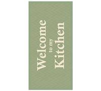 Panorama Tapis Vinyle - Modèle Cuisine Welcome to My Kitchen Vert 40x80 cm - Différentes Tailles - Deco Maison, Cuisine, Chambre et Exterieur