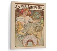 Panorama Toile Décorative Moderne - «Biscuits Lefèvre-Utile» d’Alphonse Mucha - 40x60 cm - Cadre Decoration Murale de Chambre - Canvas pour Cadeau Originale