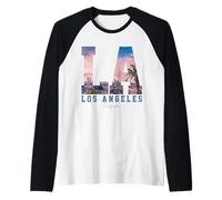 Panorama Urbain de Los Angeles, Californie, LA Vintage Manche Raglan