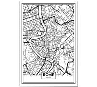 Panorama Verre Acrylique Carte de Rome 21 x 30 cm - Moderne Art pour la Maison - Décoration Murale - Affiche