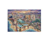 Panorama Ville Coloré Tableau Toile Scène Plage Voyage Art Mural Deco Peinture Sur Toile 08x12inch(20x30cm)