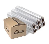 Panorama24 Film étirable, 20 microns, longueur 300 mètres linéaires, largeur 500 mm, transparent, poids net 2,76 kg, non tissé | 6 rouleaux de film pour palettes - Film d'emballage extensible