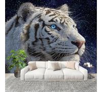 Panoramique 3D Papier Peint Animal Tigre Blanc Ciel éToilé 250x175 cm Mural Poster Salon Chambre à Coucher Maison Décoration Intérieure Blanc Papier Peint Intissé Papier Peint Photo