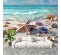 Panoramique 3D Papier Peint éToile de Mer FraîChe Sur La Plage 250x175 cm Mural Poster Salon Chambre à Coucher Maison Décoration Intérieure Beau Style Papier Peint Intissé Papier Peint Photo