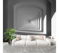 Panoramique 3D Papier Peint Galerie D'Illusions D'Optique 200x140 cm Mural Poster Salon Chambre à Coucher Maison Décoration Intérieure Blanc Papier Peint Intissé Papier Peint Photo