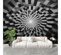Panoramique 3D Papier Peint Illusions D'Optique GéOméTriques 350x256 cm Mural Poster Salon Chambre à Coucher Maison Décoration Intérieure Gris Papier Peint Intissé Papier Peint Photo