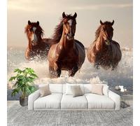 Panoramique 3D Papier Peint Motif de Cheval Animal 200x140 cm Mural Poster Salon Chambre à Coucher Maison Décoration Intérieure Brun Papier Peint Intissé Papier Peint Photo