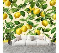 Panoramique 3D Papier Peint Motif de Citron Fruité 350x256 cm Mural Poster Salon Chambre à Coucher Maison Décoration Intérieure Jaune Papier Peint Intissé Papier Peint Photo