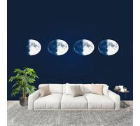 Panoramique 3D Papier Peint Motif D'éClipse Lunaire Minimaliste 350x256 cm Mural Poster Salon Chambre à Coucher Maison Décoration Intérieure Bleu Foncé Papier Peint Intissé Papier Peint Photo