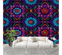 Panoramique 3D Papier Peint Motif Floral GéOméTrique 250x175 cm Mural Poster Salon Chambre à Coucher Maison Décoration Intérieure Violet Papier Peint Intissé Papier Peint Photo
