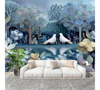 Panoramique 3D Papier Peint Paysage Abstrait Artistique 200x140 cm Mural Poster Salon Chambre à Coucher Maison Décoration Intérieure Bleu Papier Peint Intissé Papier Peint Photo