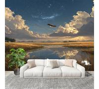 Panoramique 3D Papier Peint Paysage de Ciel éToilé Sur Le Terrain 400x280 cm Mural Poster Salon Chambre à Coucher Maison Décoration Intérieure Paysage Naturel Papier Peint Intissé Papier Peint Photo