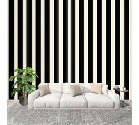 Panoramique 3D Papier Peint Rayures Verticales Noires Blanches 400x280 cm Mural Poster Salon Chambre à Coucher Maison Décoration Intérieure Illusions D'Optique Papier Peint Intissé Papier Peint Photo