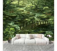 Panoramique 3D Papier Peint Ruisseau de La ForêT SecrèTe 400x280 cm Mural Poster Salon Chambre à Coucher Maison Décoration Intérieure Vert Papier Peint Intissé Papier Peint Photo
