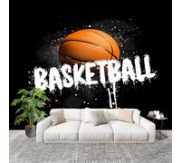 Panoramique 3D Papier Peint ThèMe Du Basket Ball Sportif 300x210 cm Mural Poster Salon Chambre à Coucher Maison Décoration Intérieure Noir Papier Peint Intissé Papier Peint Photo