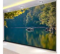 Panoramique Fresque Murale 3D Forêt 400x280 cm, Papier Peint Grand Format Reflet du Lac en Intissé HD Revêtement Mural pour Décoration Intérieure Pose Facile 3556o
