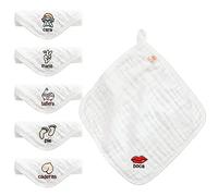 Paños algodón muselina 6unidades bordados cara boca mano pie caderas bañera