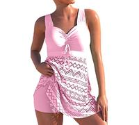 PANOZON Femme Maillot de Bain Découpé Style Evidé Deux Pièces en Couleur Unie Choix Différents Plusieur Couleurs(EUR 42-44 (XXL), Rose)