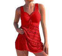 PANOZON Femme Maillot de Bain Découpé Style Evidé Deux Pièces en Couleur Unie Choix Différents Plusieur Couleurs(EUR 44-46 (3XL), Rouge)