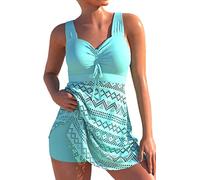 PANOZON Femme Maillot de Bain Découpé Style Evidé Deux Pièces en Couleur Unie Choix Différents Plusieur Couleurs(EUR 44-46 (3XL), Bleu Clair)