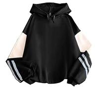 PANOZON Femme Sweat à Capuche Hoodie Couleur Patchwork Y2K Harajuku Sweatshirts Manches Longues Automne et Hiver avec Plus de Velours(S,A-Noir)