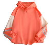 PANOZON Femme Sweat à Capuche Hoodie Couleur Patchwork Y2K Harajuku Sweatshirts Manches Longues Automne et Hiver avec Plus de Velours(XL,Rose)
