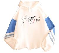 PANOZON Femme Sweat à Capuche Stray Kids Hoodie Couleur Patchwork Y2K Harajuku Sweatshirts Manches Longues Automne et Hiver avec Plus de Velours(XL,Blanc)