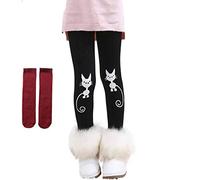 PanpanBox Filles Chaud Legging épais Jeggings Strechy Collants Pantalon Décontracté Bas Thermiques Automne Hiver 2-10 Ans (S: 90-105 cm / ~ 2-4 ans, chat)