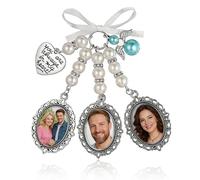 PANPANZZ Pendentif Photo Personnalisé En Forme De Bouquet De Mariée - Pendentif Commémoratif De Mariage - Bijou Souvenir Personnalisé Pour La Mariée, En Hommage À Ses Proches Disparus