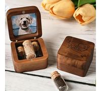PANPANZZ Urne Funéraire en Bois Faite Main pour Chiens Et Chats - Petite Urne Funéraire Personnalisée - Boîte Commémorative en Bois Gravée sur Mesure avec Nom Et Dates