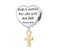 PANPOKI Breloque en forme de croix en argent sterling 925 et zircone | Croix et Bible - Zircon étincelant - Hypoallergénique - Convient pour collier, pochette en velours et chiffon de polissage