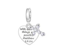 PANPOKI Charms Religieux Argent 925 - Croix, Bible, Mains en Prière, Vierge Marie, Jésus, Église | Perles Compatibles pour Bracelets et Colliers | Pochette Velours + Chiffon