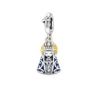 PANPOKI Charms Religieux Argent 925 - Croix, Bible, Mains en Prière, Vierge Marie, Jésus, Église | Perles Compatibles pour Bracelets et Colliers | Pochette Velours + Chiffon