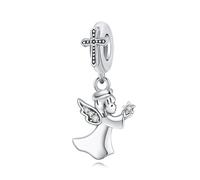 PANPOKI Charms Religieux Argent 925 - Croix, Bible, Mains en Prière, Vierge Marie, Jésus, Église | Perles Compatibles pour Bracelets et Colliers | Pochette Velours + Chiffon