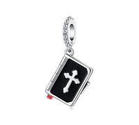 PANPOKI Charms Religieux Argent 925 - Croix, Bible, Mains en Prière, Vierge Marie, Jésus, Église | Perles Compatibles pour Bracelets et Colliers | Pochette Velours + Chiffon