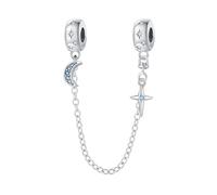 PANPOKI Perles intercalaires pour bracelets et colliers, perles en argent sterling 925 | Oxyde de zirconium lisse et pavé (blanc, bleu, plaqué or 18 carats) | Breloques séparateurs antidérapantes S925