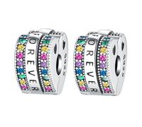 PANPOKI Spacer Beads/Stopper Perles pour bracelets et colliers en argent sterling 925 | Zircon lisse et pavé (blanc, bleu, plaqué or 18 carats) | Breloques séparateurs antidérapantes