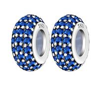 PANPOKI Spacer Beads/Stopper Perles pour bracelets et colliers en argent sterling 925 | Zircon lisse et pavé (blanc, bleu, plaqué or 18 carats) | Breloques séparateurs antidérapantes