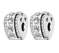 PANPOKI Spacer Beads/Stopper Perles pour bracelets et colliers en argent sterling 925 | Zircon lisse et pavé (blanc, bleu, plaqué or 18 carats) | Breloques séparateurs antidérapantes