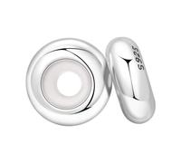 PANPOKI Spacer Beads/Stopper Perles pour bracelets et colliers en argent sterling 925 | Zircon lisse et pavé (blanc, bleu, plaqué or 18 carats) | Breloques séparateurs antidérapantes