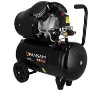 PANSAM A077060 Compresseur à air lubrifié 50 L, bicylindre en V 2300 W, 8 bar, débit d’air 400 l/min, compresseur d’atelier avec 2 manomètres, 2 raccords rapides, roues de transport et poignée